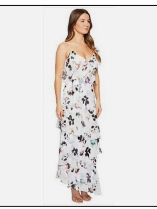 Monique Lhuillier Dresses & Skirts - ML Monique Lhuillier Asymetrical Ruffle Gardenia Floral Dress size 16